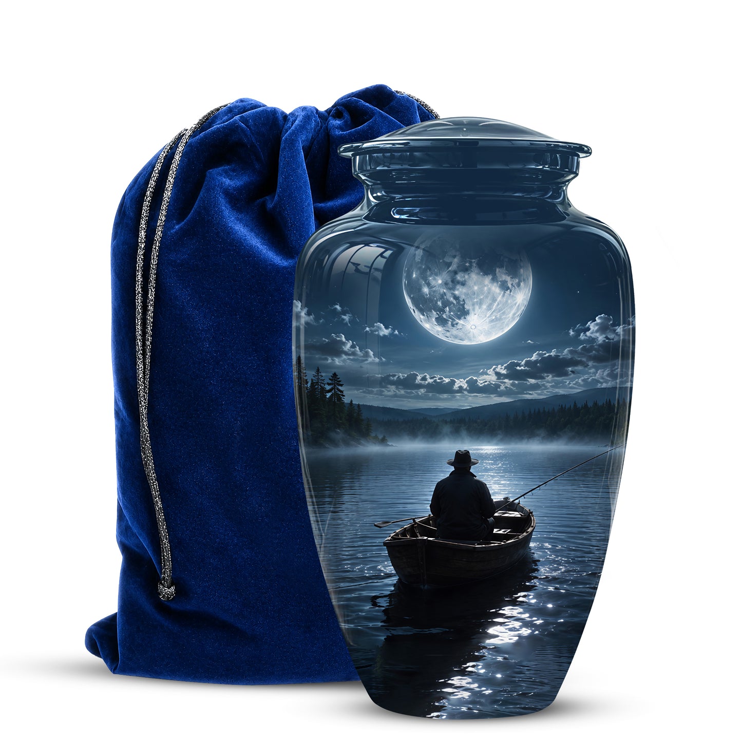 Fishing Memorial Urn - Affordable Night Fishing Themed Urns For Ashes