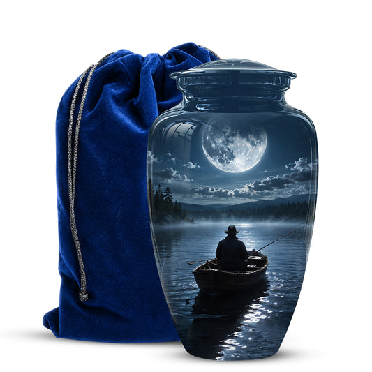 Fishing Memorial Urn - Affordable Night Fishing Themed Urns For Ashes