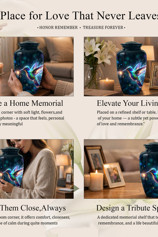 Celestial Colorful Hummingbird Cremation Urn - Majestic Funeral Urns