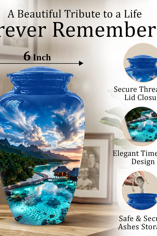 Beach Themed Cremation Urn - Personalized Burial Urns For Human Ashes