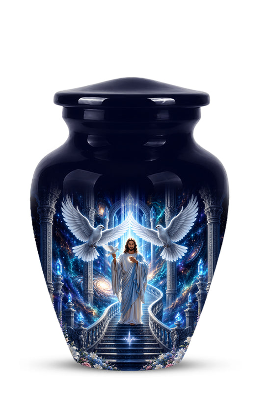 Jesus & White Dove Cremation Urn - Custom Spiritual Urns On Wholesale Price