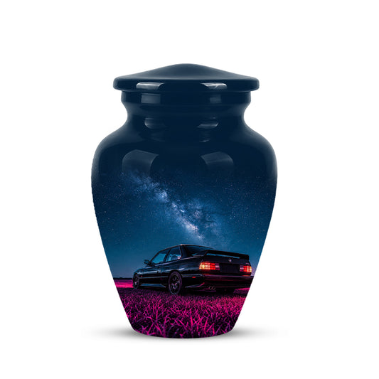 Neon Sports Car Memorial Urn - Custom Galaxy Night Urns For Car Lovers