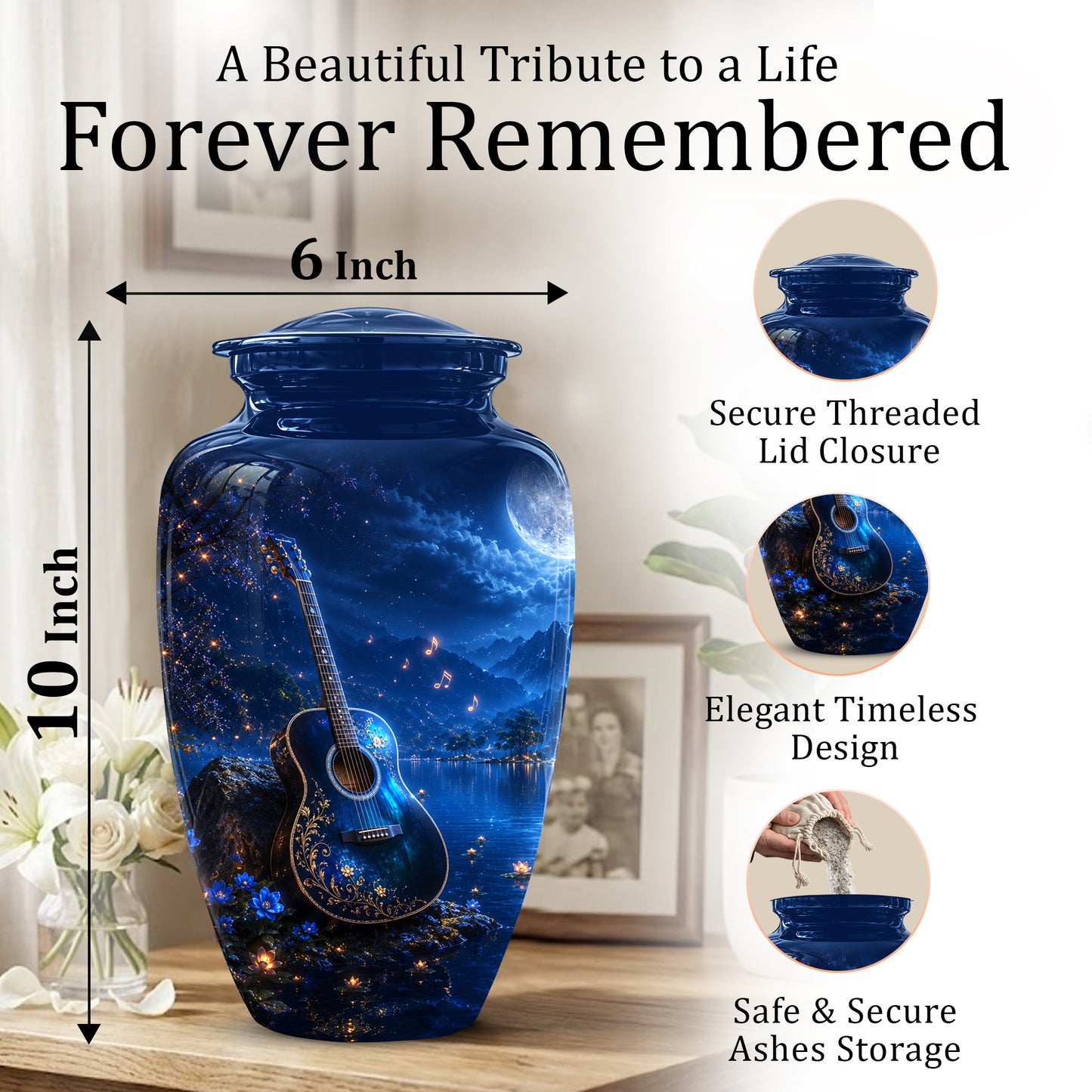 Acoustic Guitar Cremation Urn - Custom Guitar Urns For Human Ashes