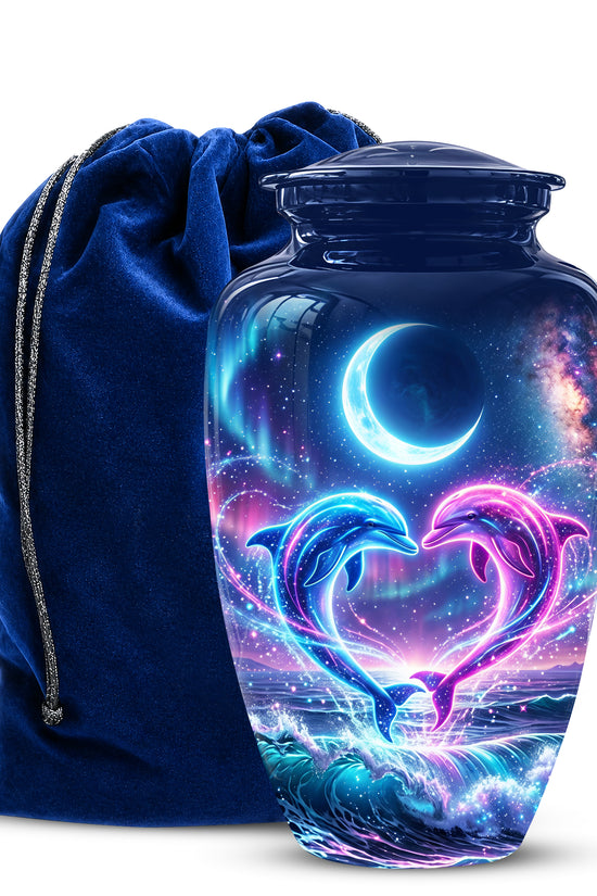 Heart Dolphin Cremation Urn for Ashes – Celestial Moon Memorial Urns