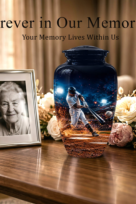 Elegant Baseball Funeral Urn - Decorative Burial Urns For Human Ashes