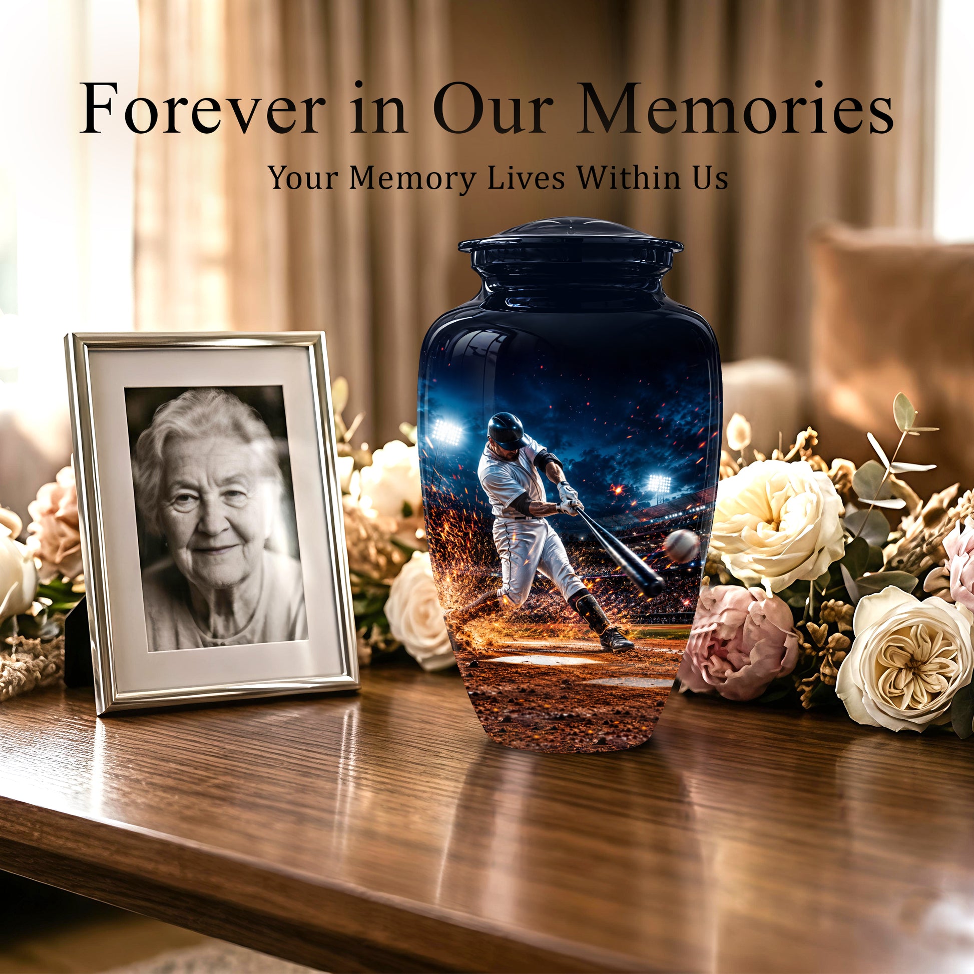Elegant Baseball Funeral Urn - Decorative Burial Urns For Human Ashes