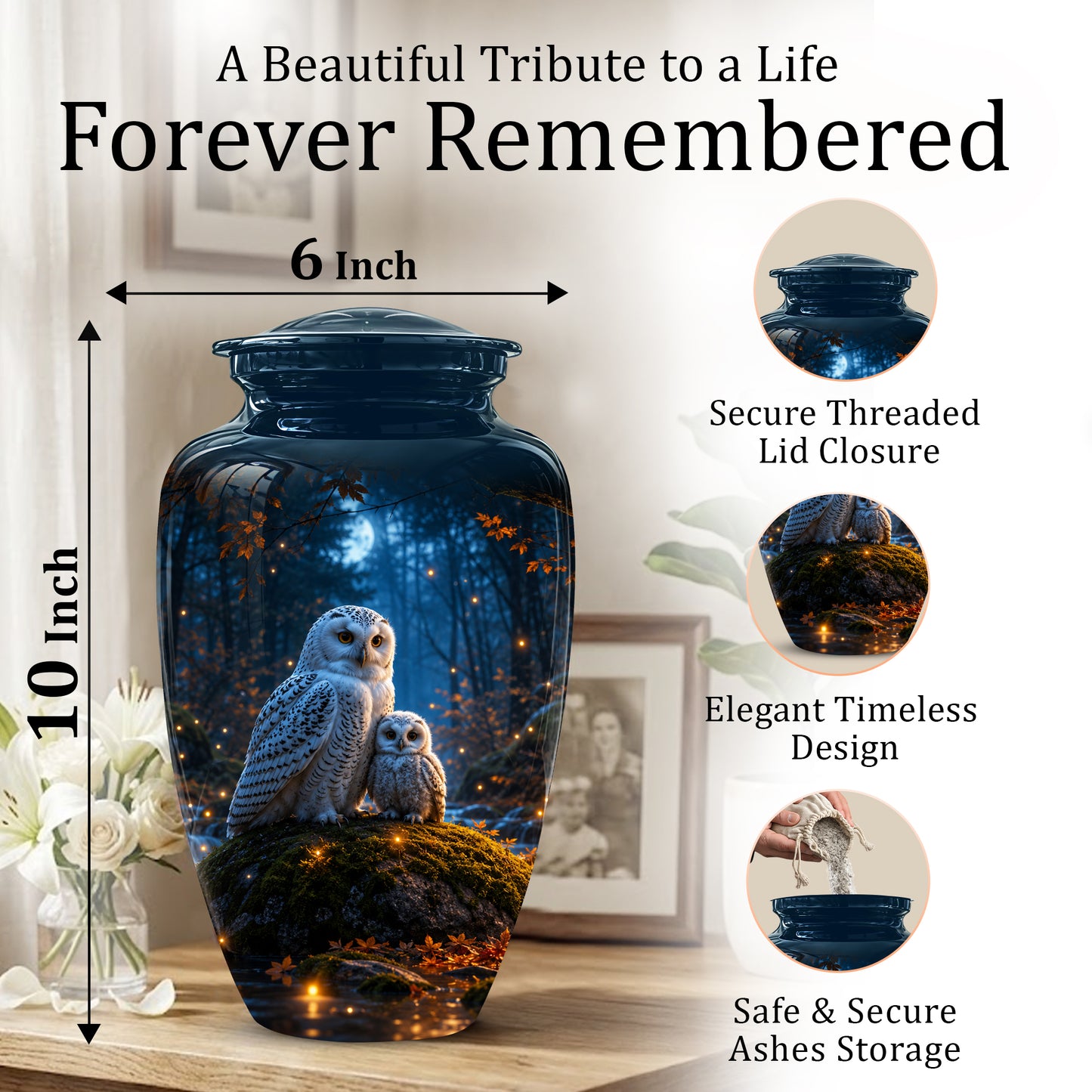 Owl With Owlet Themed Urn - Custom Cremation Urns For Human Ashes