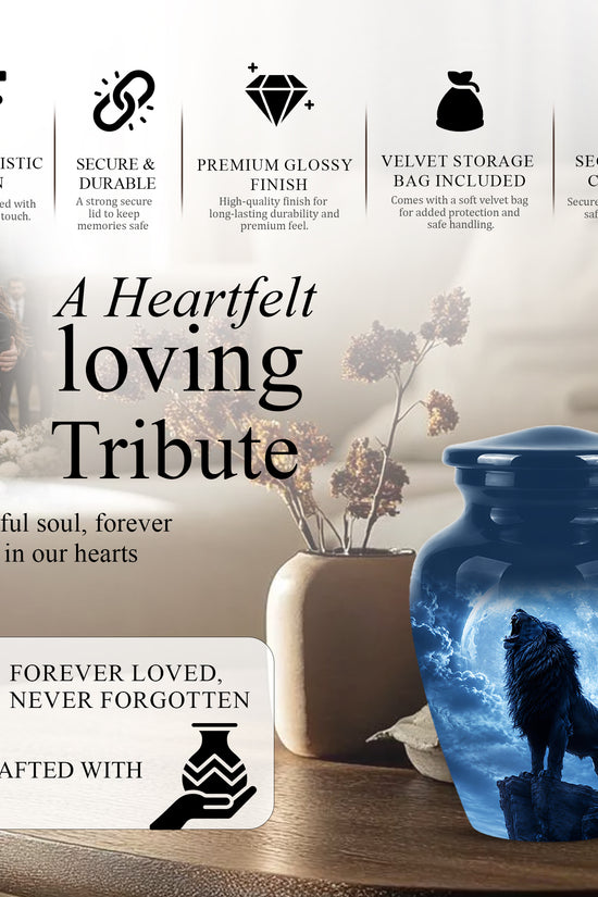 Roaring Lion Cremation Urn - Handcrafted Personalized Urns For Ashes