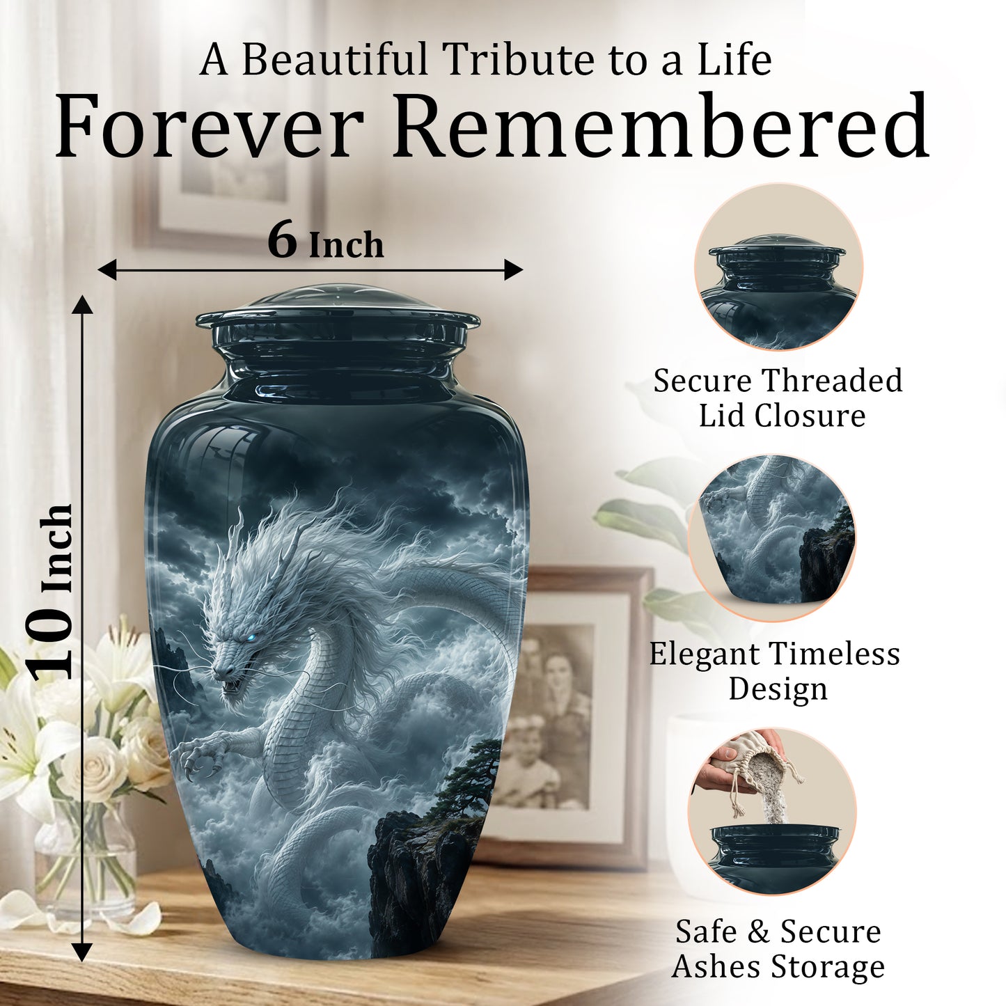 Dragon Cremation Urn = Custom Artistic Adult Memorial Urns For Ashes
