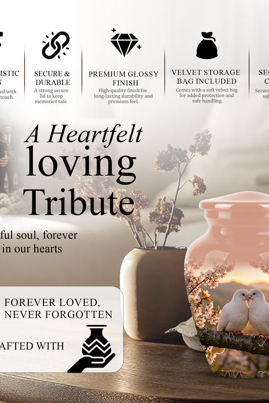 White Couple Dove - Peaceful Memorial Urns To Tribute Lover's Ashes