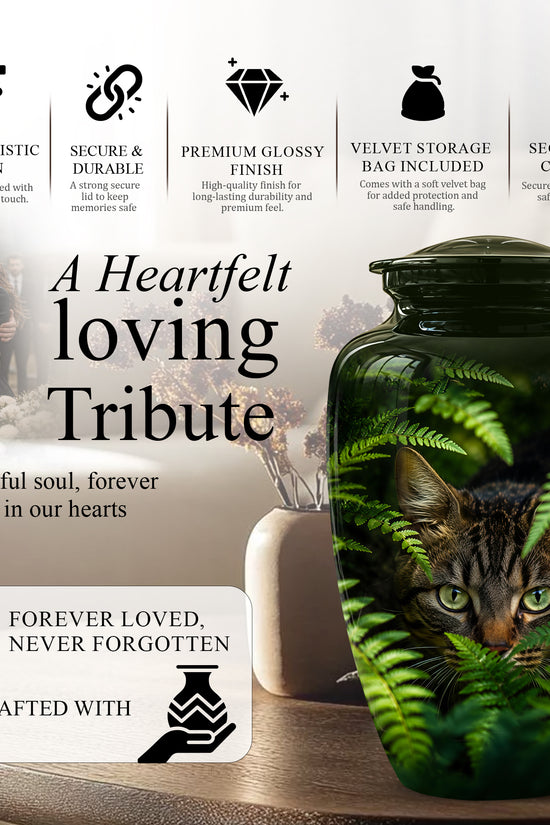 Cat Cremation Urns For Ashes - Personalized Black Pet Burial Urns