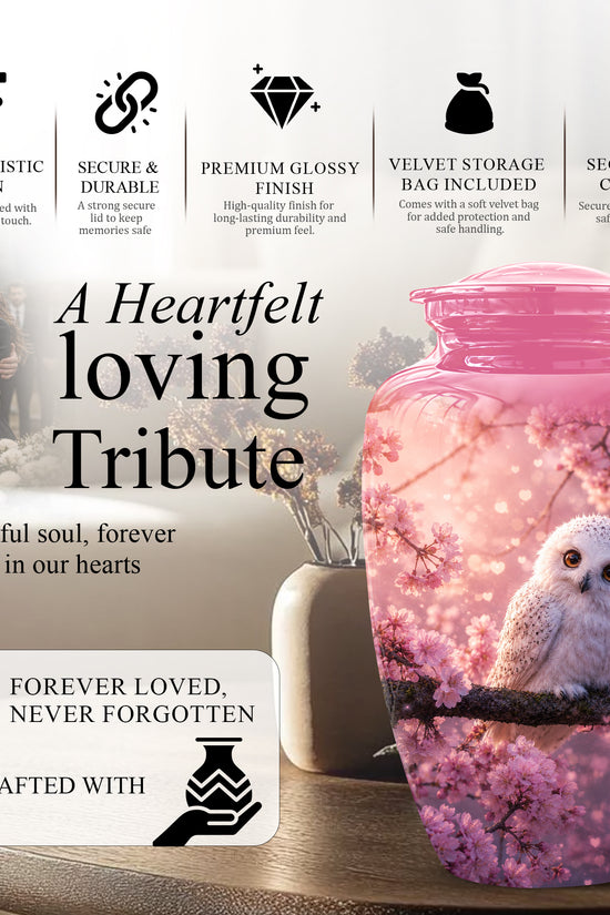 Baby Owl Cremation Urn for Ashes – Handcrafted Personalized Burial Urn