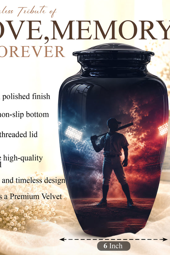 Personalized Baseball Player Cremation Urn - Handcrafted Memorial Urns For Ashes