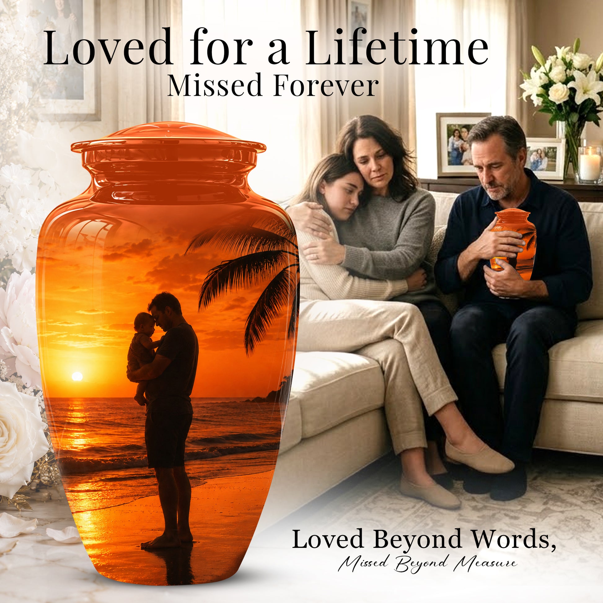 Custom Father Cremation Urn - Peaceful Tribute Memorial Urns For Dad