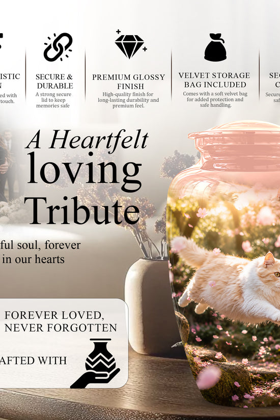 Fluffy Cat Pet Cremation Urn - Beautiful Pet Memorial Urns For Ashes