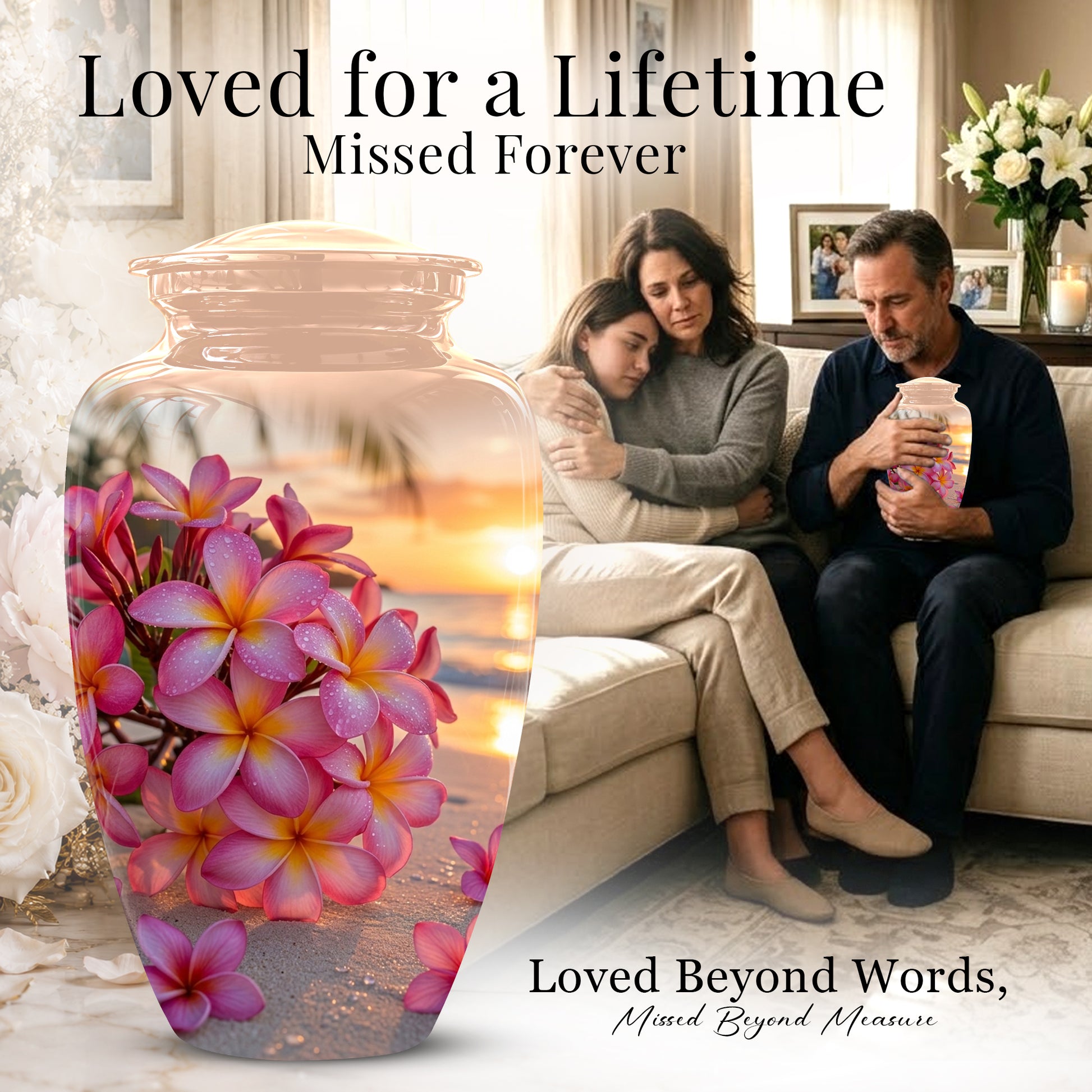 Personalized Flower Cremation Urn - Premium Adult Memorial Urn On Sale