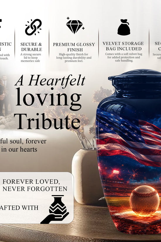 Baseball With American Flag - Custom Baseball Urns For Patriotic Human