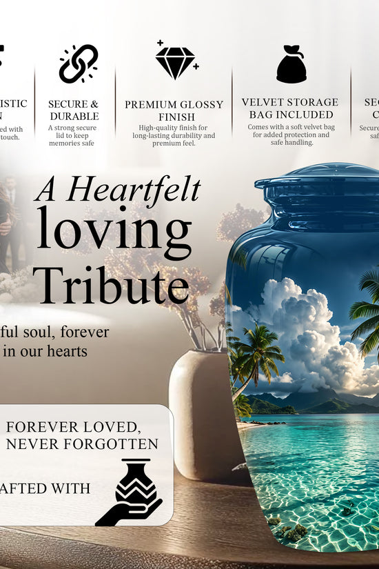 Tropical Beach Cremation Urn - Custom Memorial Urns For Women Ashes