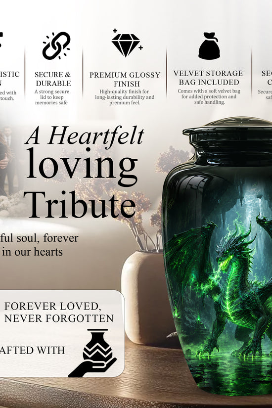 Dragon Themed Urn - Mythical Artistic Memorial Urns For Human Ashes