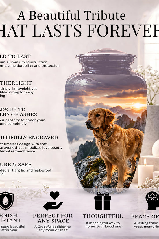 Golden Retriever Themed Urn - Handcrafted Custom Urn For Pet Dog Ashes