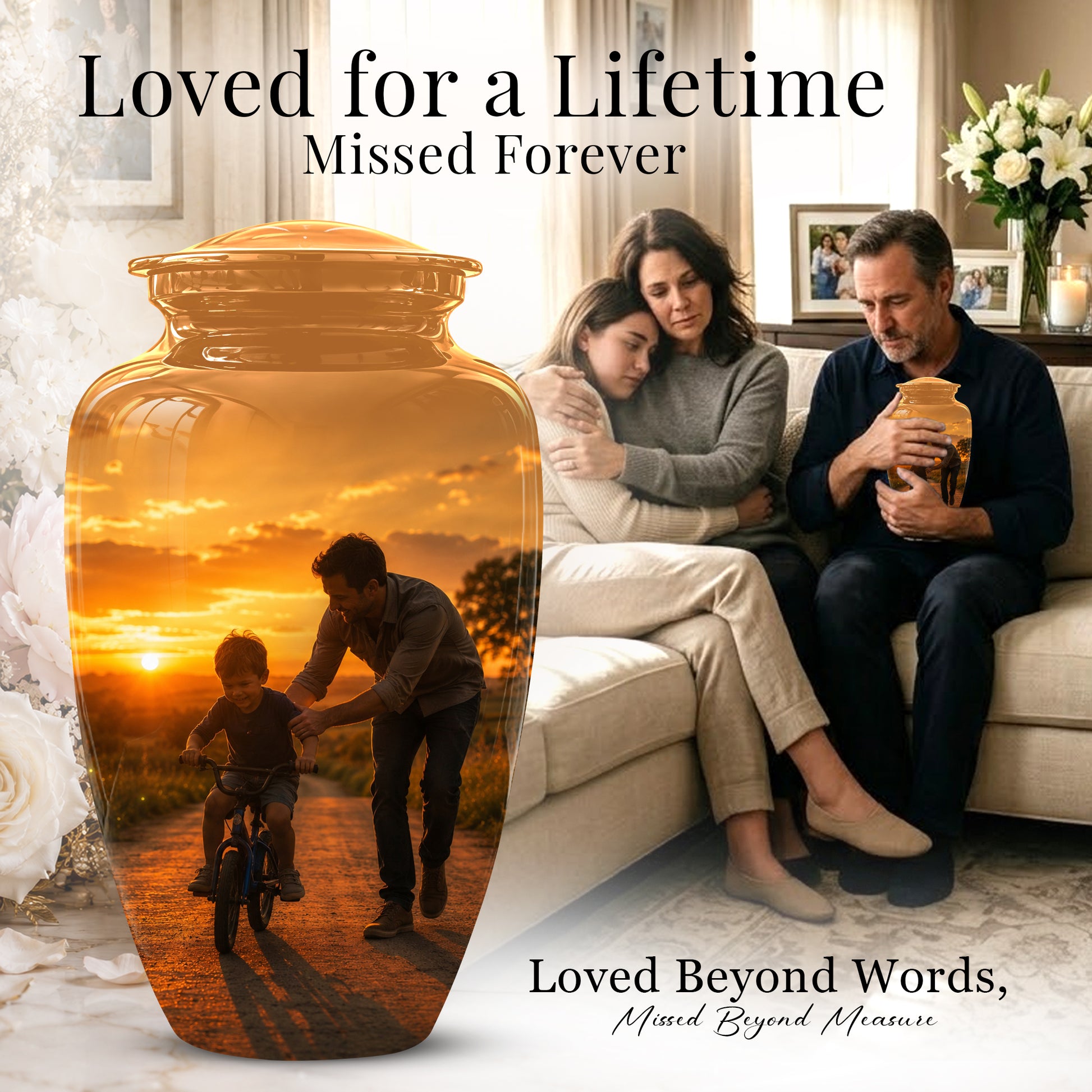 Father & Son Themed Urn - Handcrafted Custom Memorial Urns For Ashes