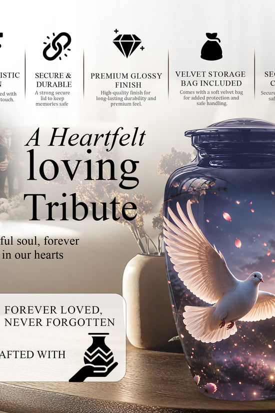 Flying White Dove Cremation Urn - Classic Memorial Urns For Adult Ashes