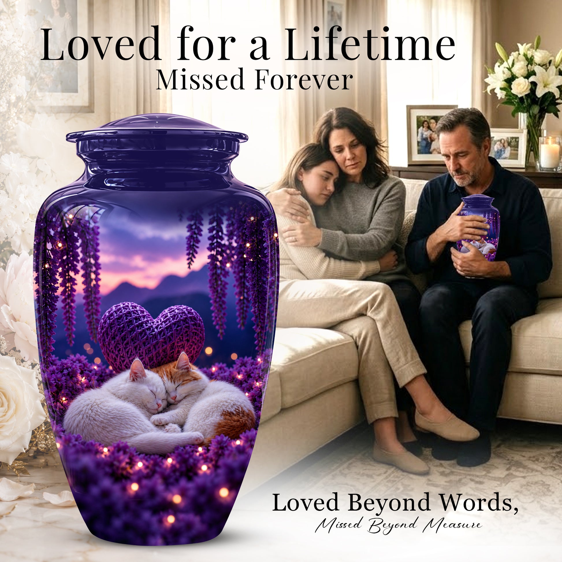 Eternal Resting Cat Cremation Urn - Personalized Urns For Pet Cat Ashes