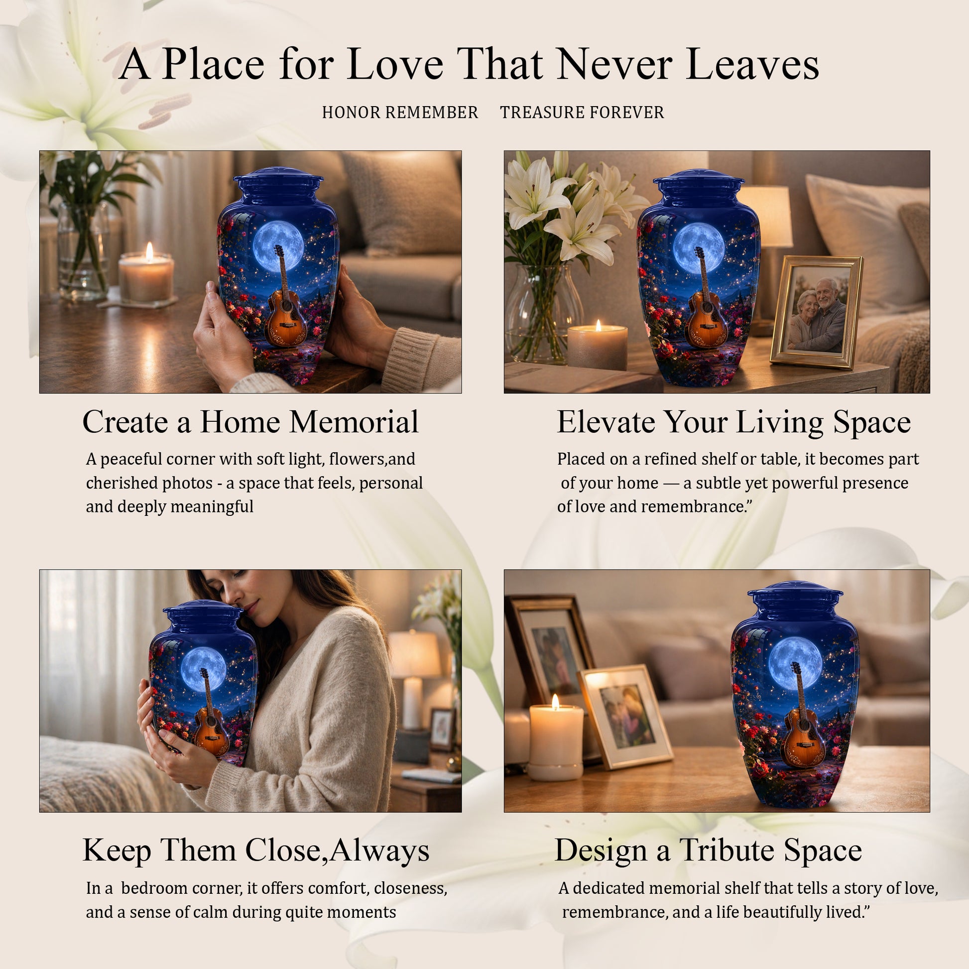 Guitar Memorial Urn - Personalized Cremation Urns For Men&Women Ashes