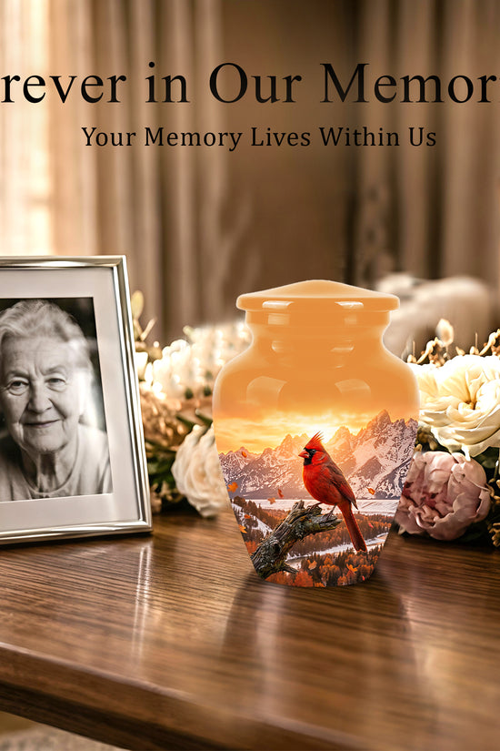 Red Cardinal Bird Burial Urn - Personalized Handcrafted Urns For Ashes