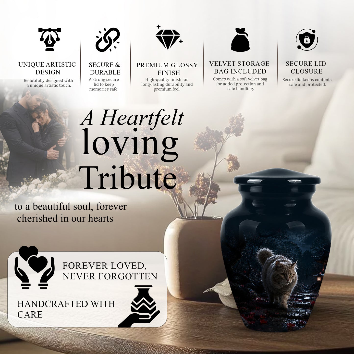 Custom Cat Cremation Urn - Handcrafted Pet Memorial Urns For Ashes