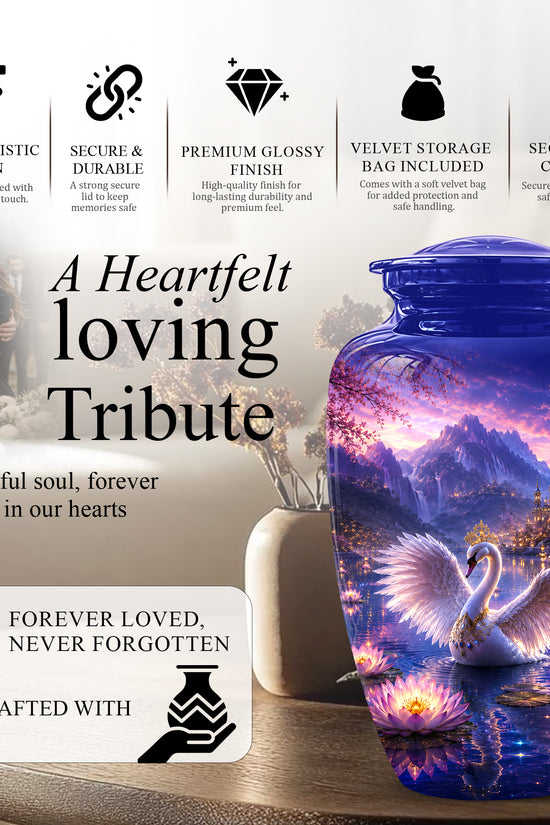 Swan Lake Fantasy Urn - Majestic Burial Urns For Loved Ones Ashes