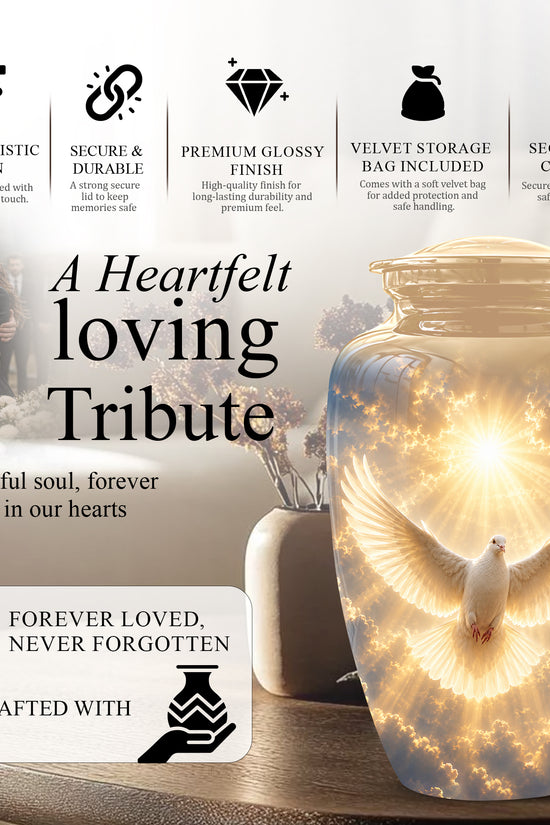 Flying Dove Cremation Urn - Custom Handcrafted Urn For Human Ashes