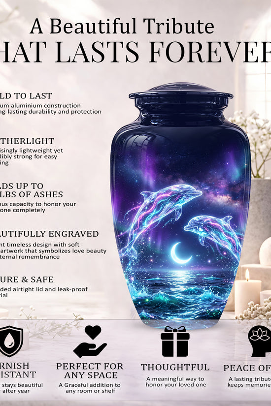 Dolphin Cremation Urn - Artistic Moonlight Memorial Urns For Ashes
