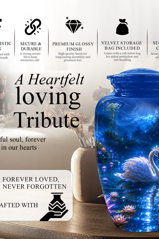 White Swan Memorial Urn - Custom Cremation Urns For Men & Women Ashes