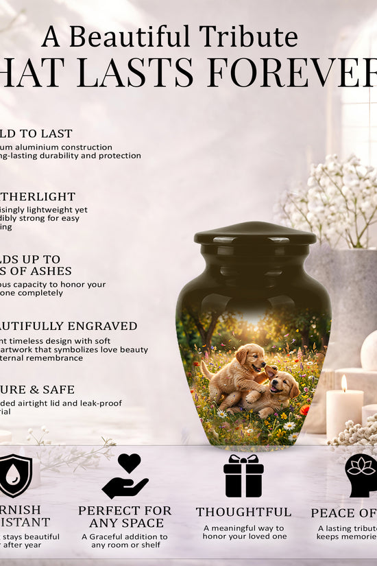 Cute Playing Puppies Memorial Urn - Custom Urns For Dog Friends Ashes