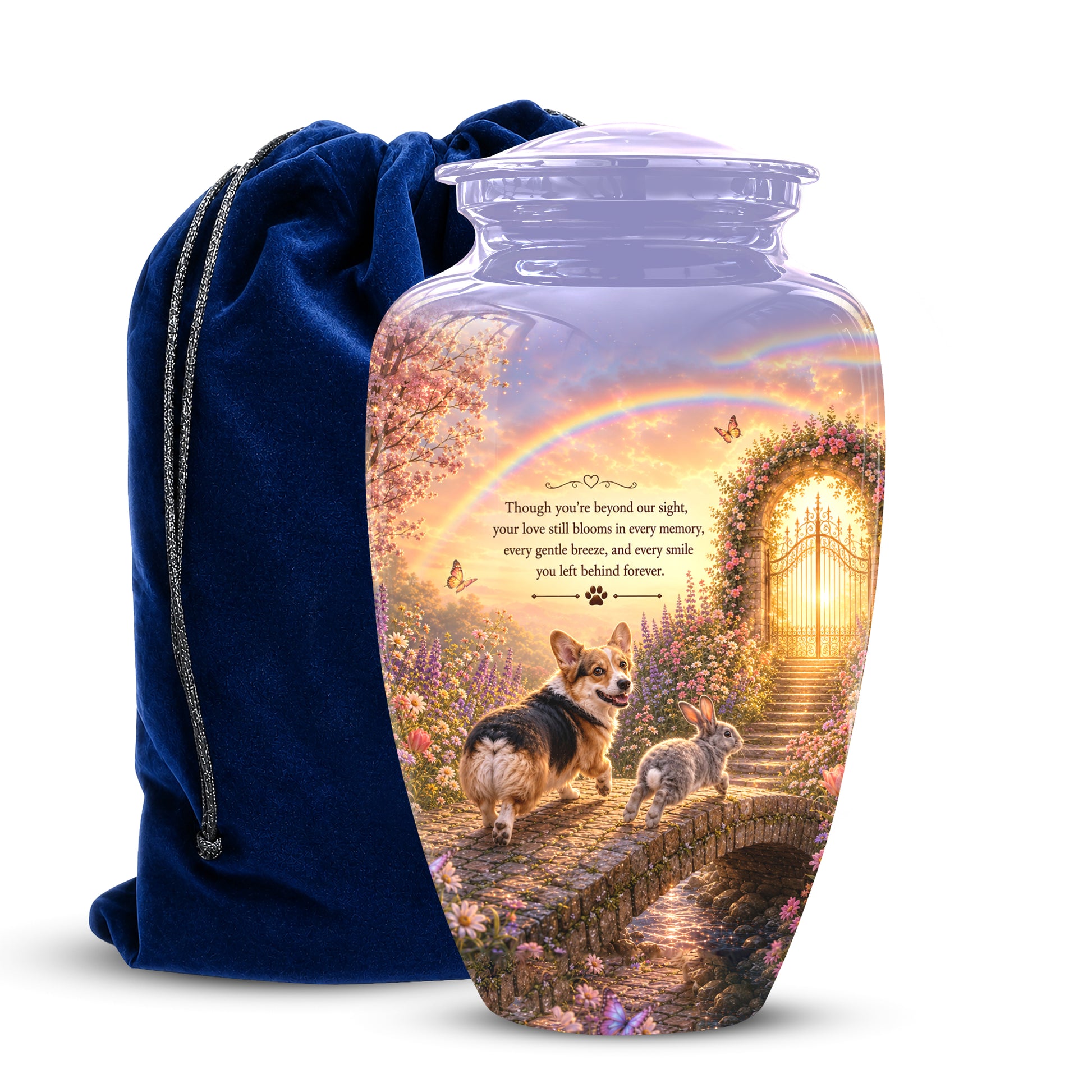 Rainbow Bridge Pet Memorial Urn – Personalized Urn For Dog & Cat