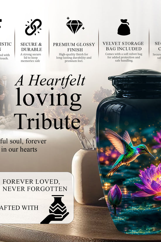 Beautiful Handcrafted Hummingbird Urn - Custom Memorial Urns For Ashes