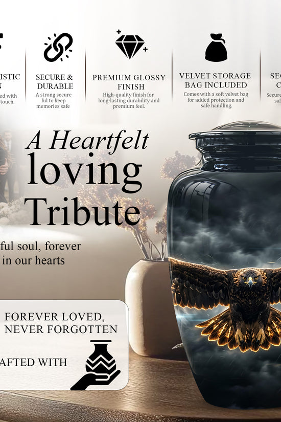 Flying Eagle Memorial Urn - Handcrafted Custom Urns For Human Ashes