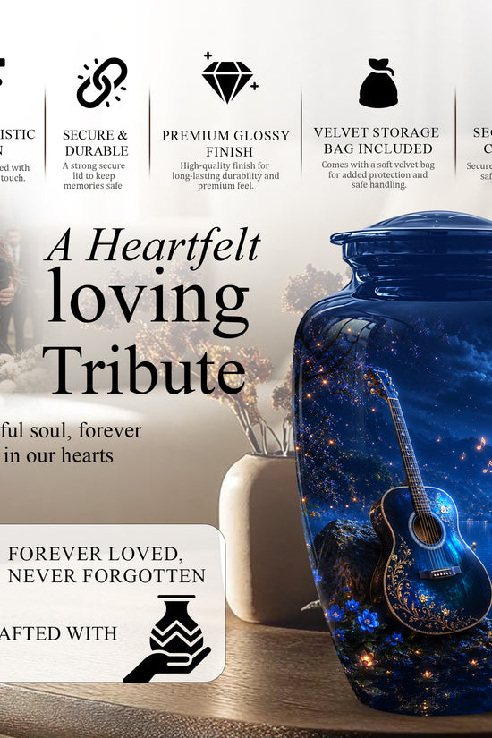 Acoustic Guitar Cremation Urn - Custom Guitar Urns For Human Ashes