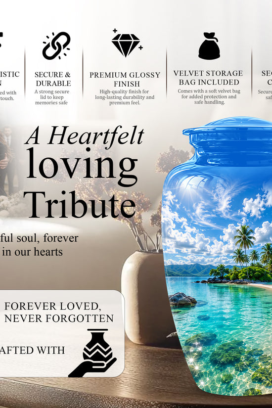 Beach Themed Burial Urn - Personalized Cremation Urns For Human Ashes