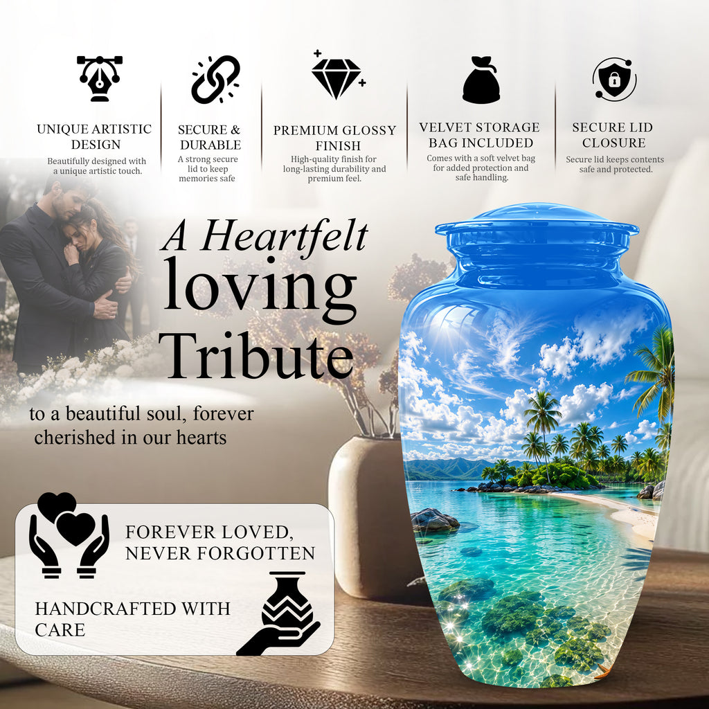 Beach Themed Burial Urn - Personalized Cremation Urns For Human Ashes