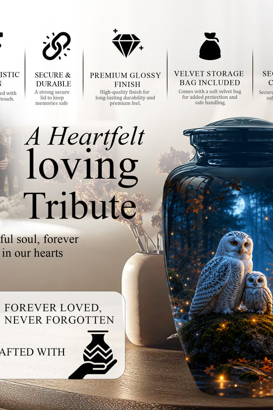 Owl With Owlet Themed Urn - Custom Cremation Urns For Human Ashes