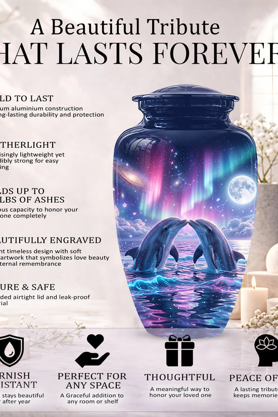 Twin Dolphin Memorial Urn - Beautiful Cremation Urns For Women Ashes
