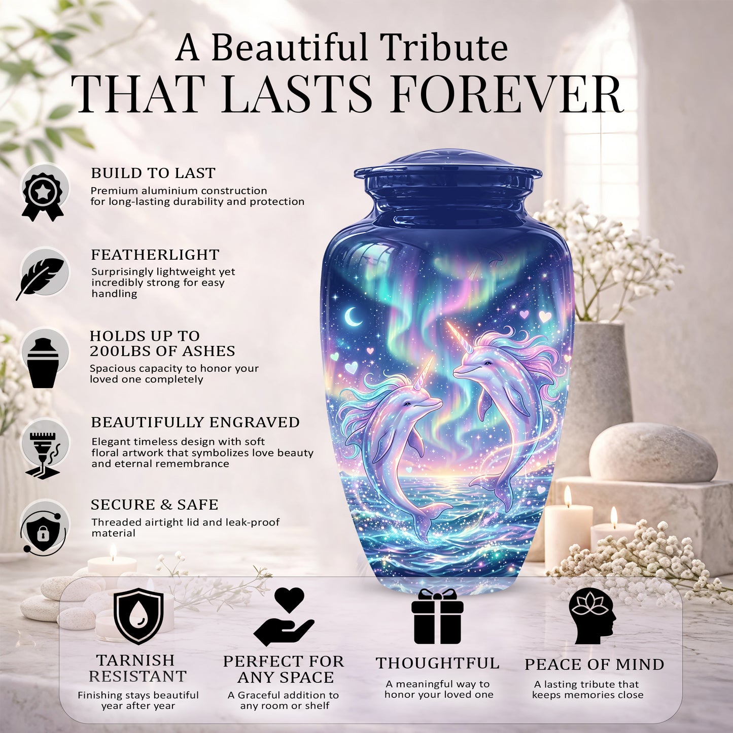 Baby Dolphin Cremation Urn - Personalized Artistic Urns For Human Ashes