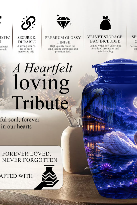 White Swan Memorial Urn - Personalized Funeral Urns On Sale For Ashes