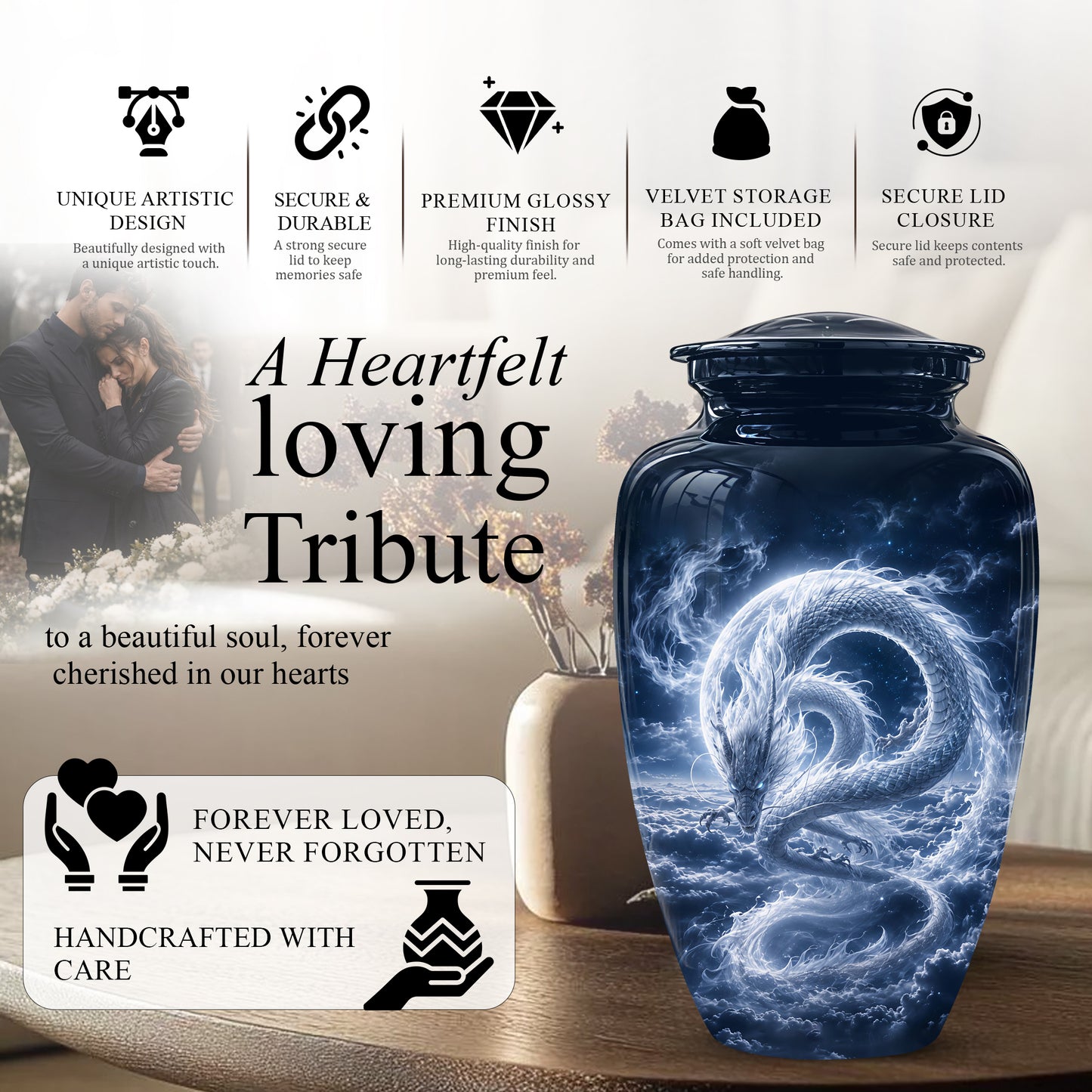 Dragon Cremation Urn - Unique Custom Memorial Urn For Human Ashes