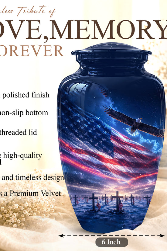 Personalized American Flag Cremation Urn for Ashes – Custom Military Memorial Urn