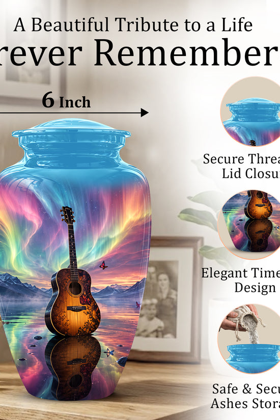 Guitar Aurora Borealis Urn - Classic Memorial Urns For Music Lovers