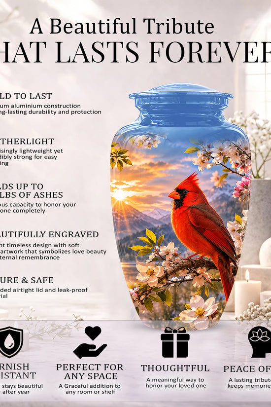Red Cardinal Bird Cremation Urns - Beautiful Memorial Urns For Ashes