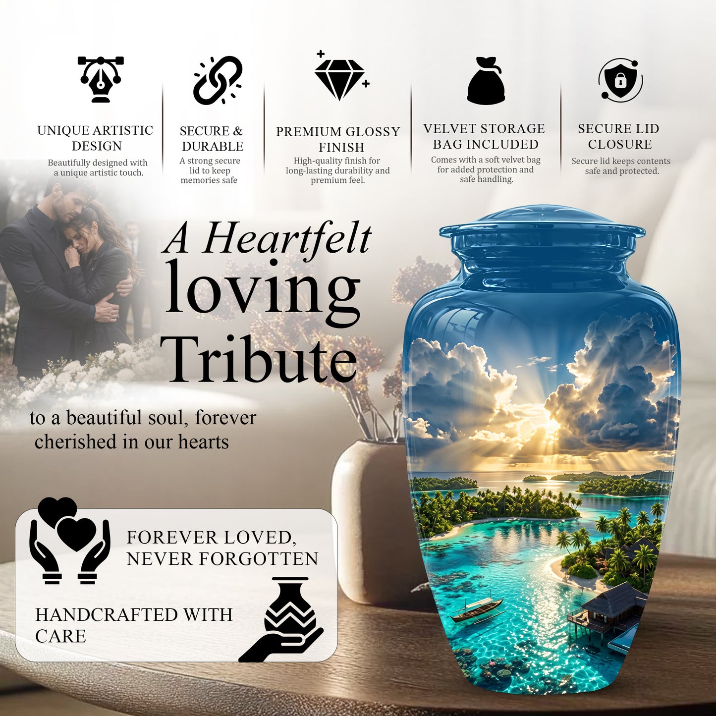 Beach Cremation Urn - Personalized Adult Urns For Human Ashes